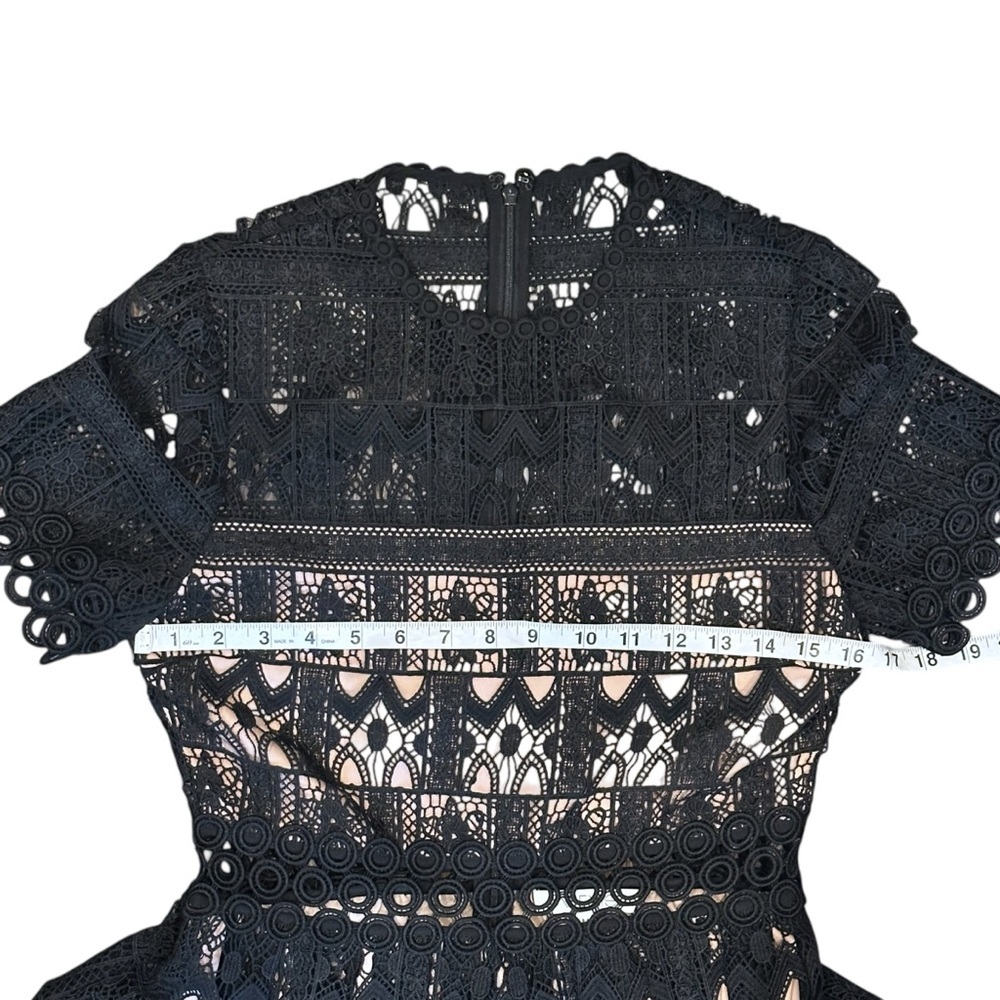 Alexis Lula Guipure Lace Eyelet Short Sleeve Mini Dress Black Women’s Medium - Picture 9 of 11